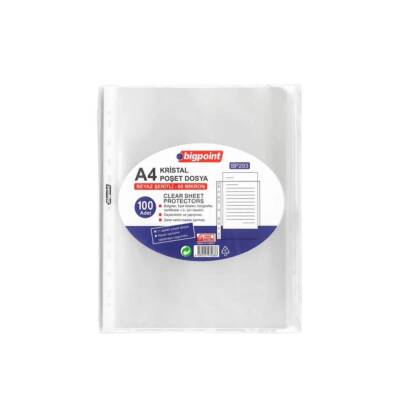 Bigpoint Poşet Dosya, 10 Adet, Kristal 60 Mikron, 100'lü, 11 Delikli - 3
