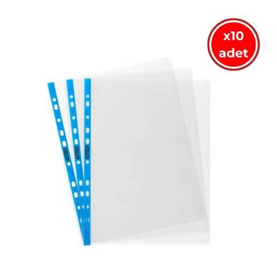 Bigpoint Poşet Dosya, 10 Adet, Mavi Şeritli, 90 Mikron, 100'lü - Bigpoint