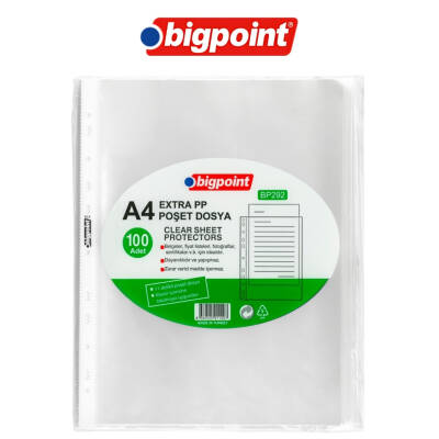Bigpoint Poşet Dosya, 60 A4 Kapasiteli, Extra Şeffaf, 100’lü Paket - 3