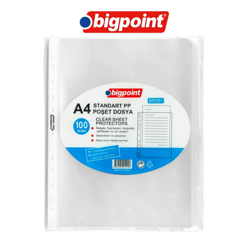 Bigpoint Poşet Dosya, 60 Adet A4 Kapasiteli, Klasör İçi Şeffaf, 100’lü - 3