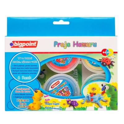 Bigpoint Proje Hamuru, 6 Renk, Boyanabilir, Dağılmaya Dayanıklı, 28 gr - Bigpoint