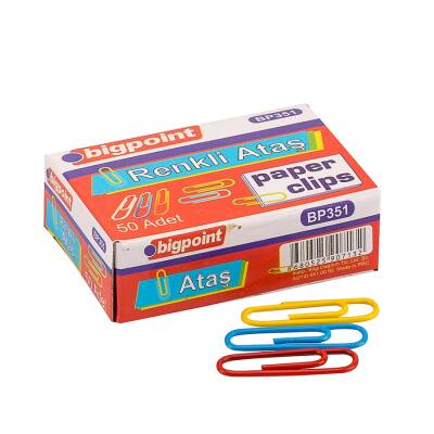 Bigpoint Renkli Ataş No:3, 28mm, PVC Kaplama, 50 Adet, Paslanmaz Yapı - Bigpoint