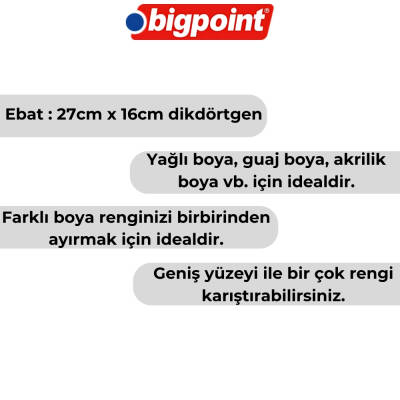Bigpoint Sanatsal Godeli Palet, 27x16cm, PS Plastik,Yağlı,Guaj,Akrilik - 2