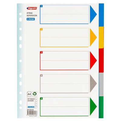Bigpoint Seperatör, 5 Renkli, Klasör İçi Ayraç ve Dosya Düzenleyici - Bigpoint