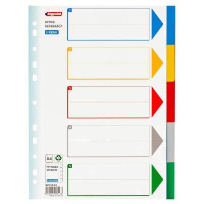 Bigpoint Seperatör, 5 Renkli, Klasör İçi Ayraç ve Dosya Düzenleyici - Bigpoint