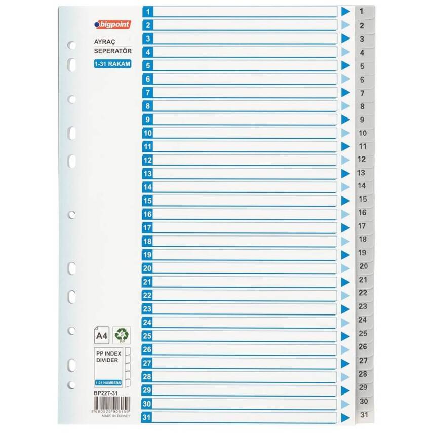 Bigpoint Seperatör, 1-31 Rakamlı, Klasör İçi Ayraç, Dosya Düzenleyici - 1