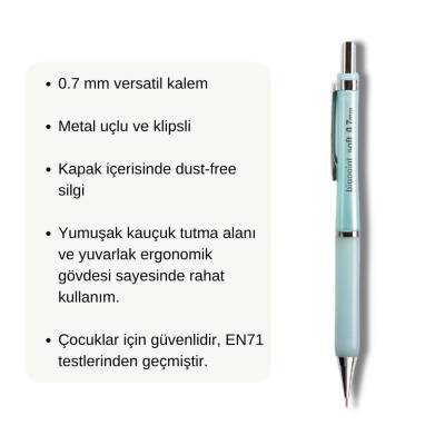 Bigpoint Soft Versatil Kalem, 0.7 mm, Metal Uç, Kauçuk Gövde, Mavi - 2