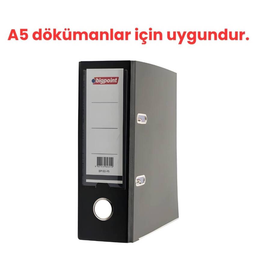 Bigpoint Telgraf Klasör, 10 Adet, 2 Halkalı, 480 A5 Sayfa, Siyah - 4