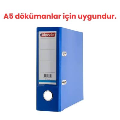 Bigpoint Telgraf Klasör, 2 Halkalı, A5 İle Uyumlu, Düzenleyici, Mavi - 2