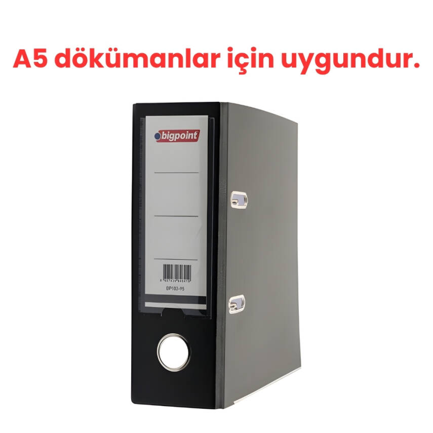 Bigpoint Telgraf Klasör, 2 Halkalı, A5 İle Uyumlu, Düzenleyici, Siyah - 2