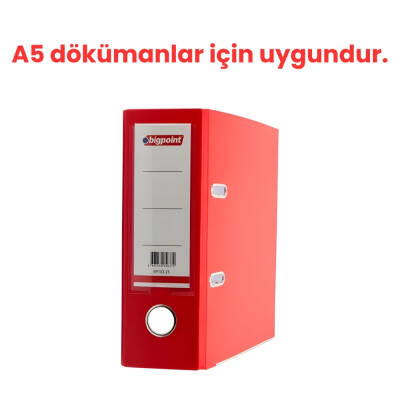 Bigpoint Telgraf Klasör, 2 Halkalı, A5 Uyumlu, Düzenleyici, Kırmızı - 2