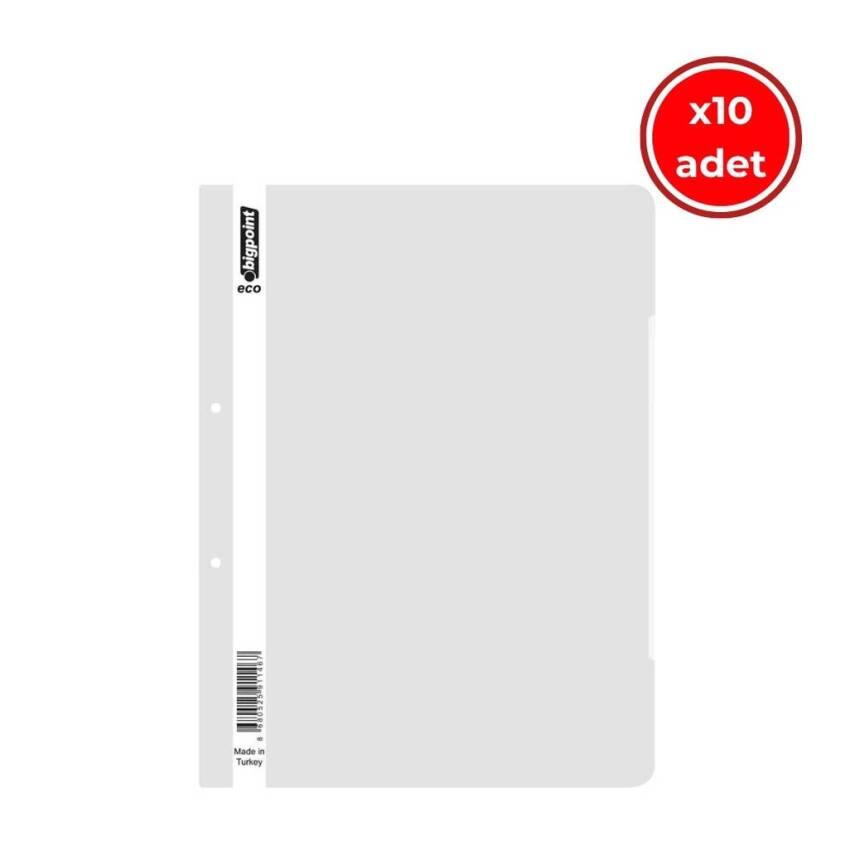 Bigpoint Telli Dosya, 10 Adet, 50'li Paket, 180 A4 Kapasiteli, Beyaz - 1
