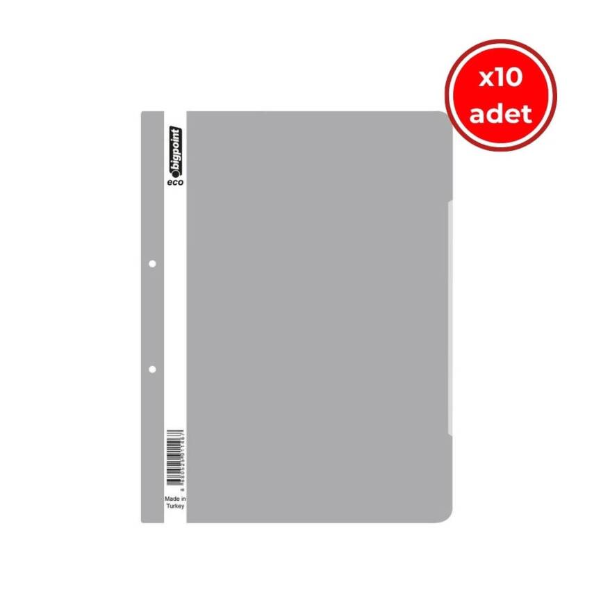 Bigpoint Telli Dosya, 10 Adet, 50'li Paket, 180 A4 Kapasiteli, Gri - 1