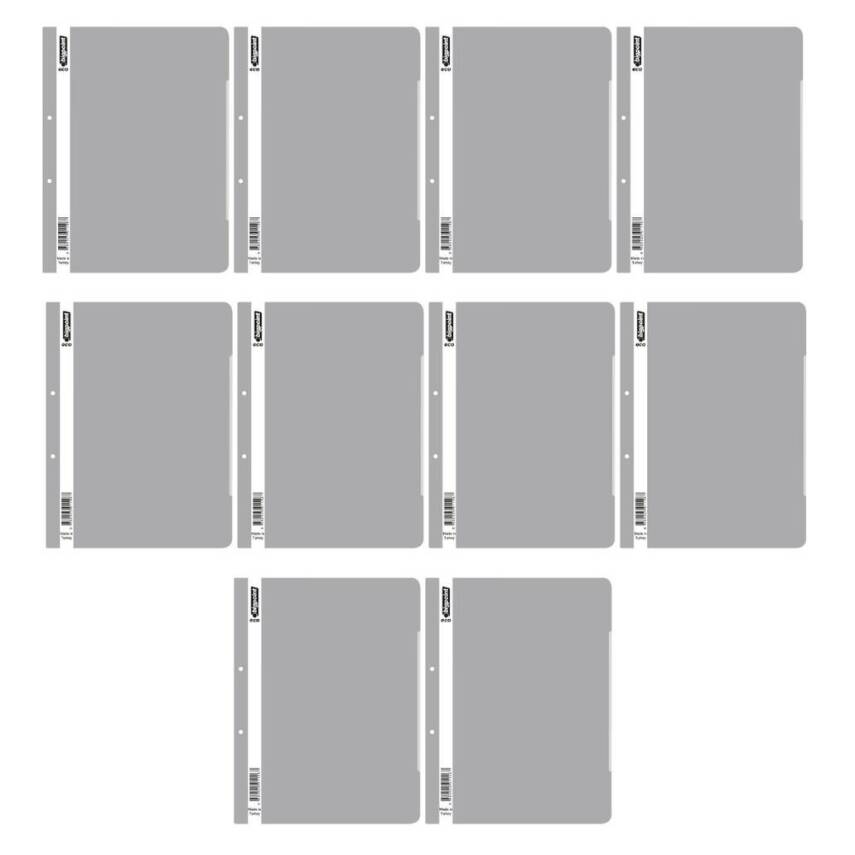 Bigpoint Telli Dosya, 10 Adet, 50'li Paket, 180 A4 Kapasiteli, Gri - 2