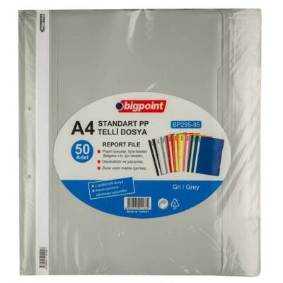 Bigpoint Telli Dosya, 10 Adet, 50'li Paket, 180 A4 Kapasiteli, Gri - 3