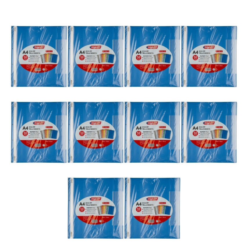 Bigpoint Telli Dosya, 10 Adet, 50'li Paket, 180 A4 Kapasiteli, Mavi - 2