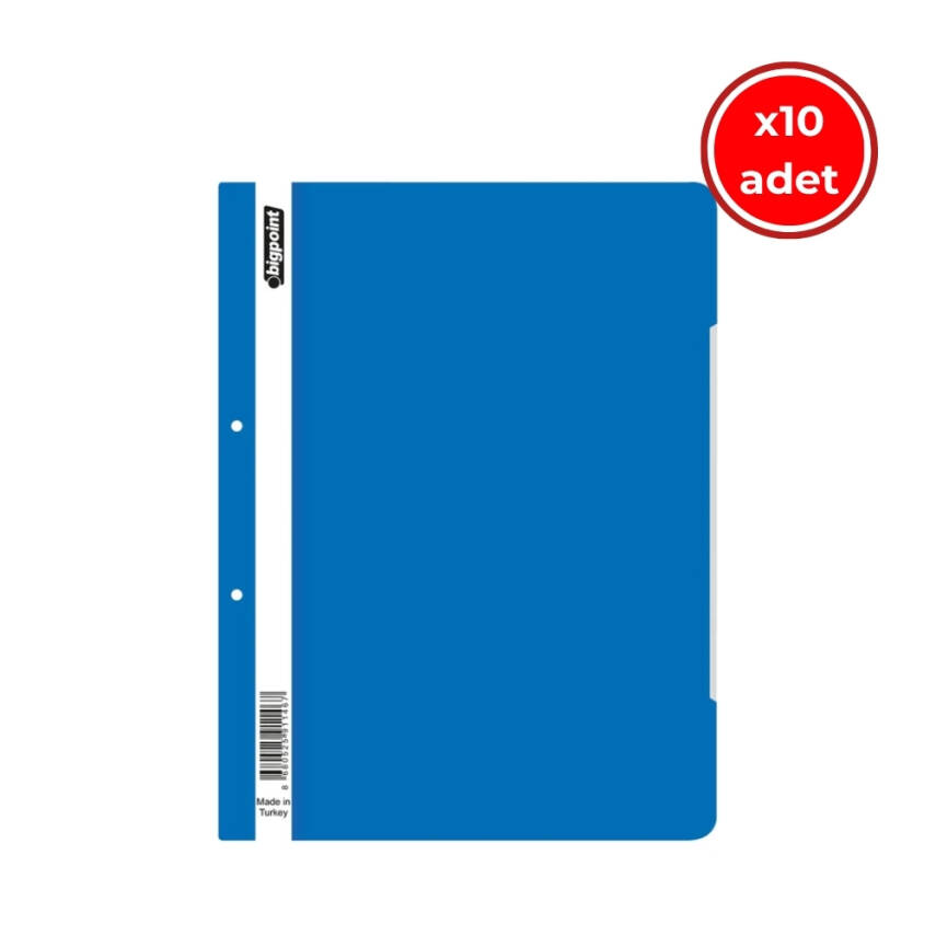 Bigpoint Telli Dosya, 10 Adet, 50'li Paket, 180 A4 Kapasiteli, Mavi - 1