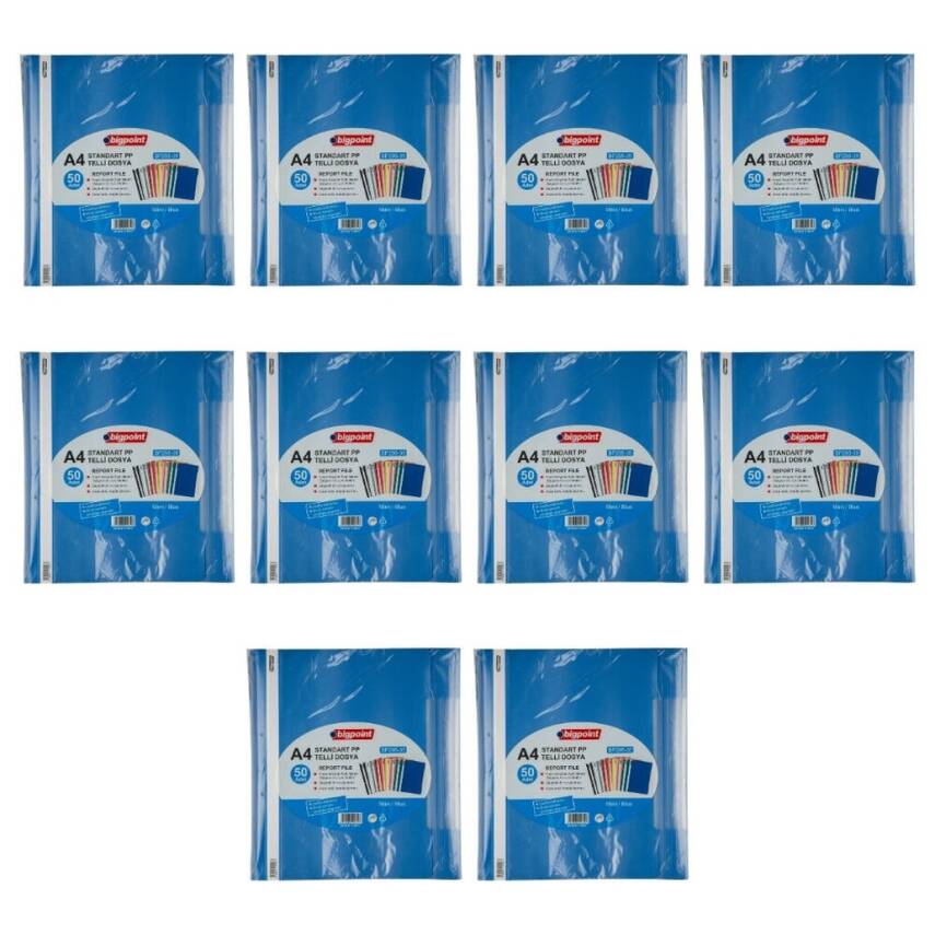 Bigpoint Telli Dosya, 10 Adet, 50'li Paket, 180 A4 Kapasiteli, Mavi - 2