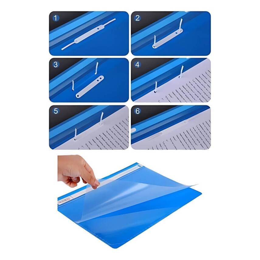 Bigpoint Telli Dosya, 10 Adet, 50'li Paket, 180 A4 Kapasiteli, Mavi - 4