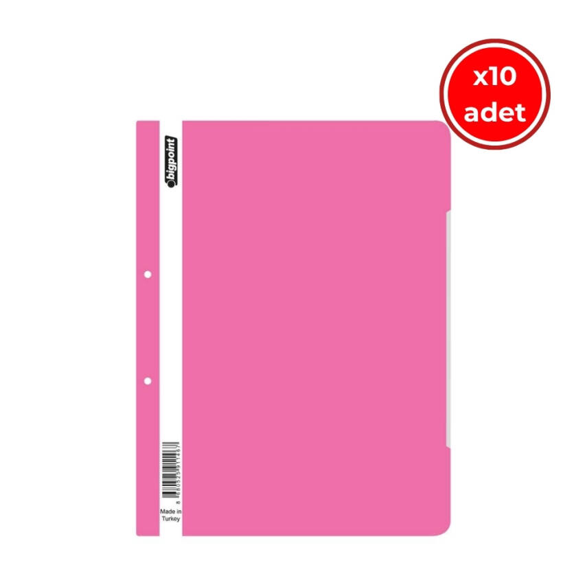 Bigpoint Telli Dosya, 10 Adet, 50'li Paket, 180 A4 Kapasiteli, Pembe - 1