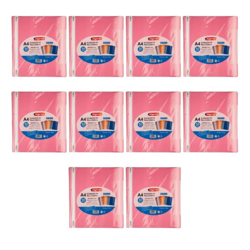 Bigpoint Telli Dosya, 10 Adet, 50'li Paket, 180 A4 Kapasiteli, Pembe - 2