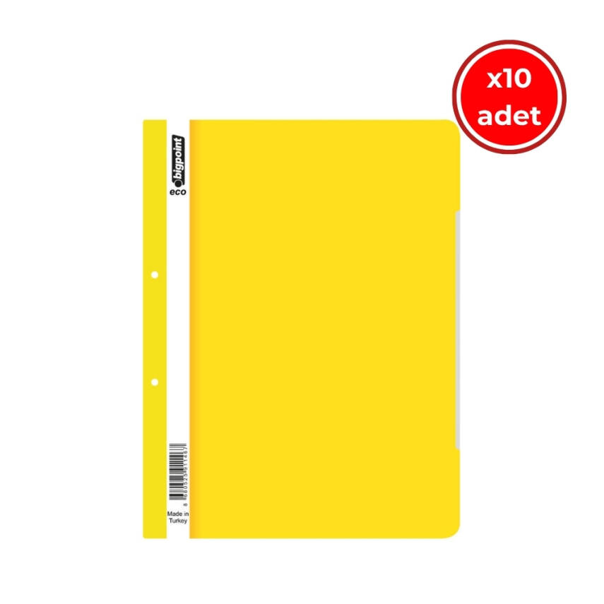 Bigpoint Telli Dosya, 10 Adet, 50'li Paket, 180 A4 Kapasiteli, Sarı - 1