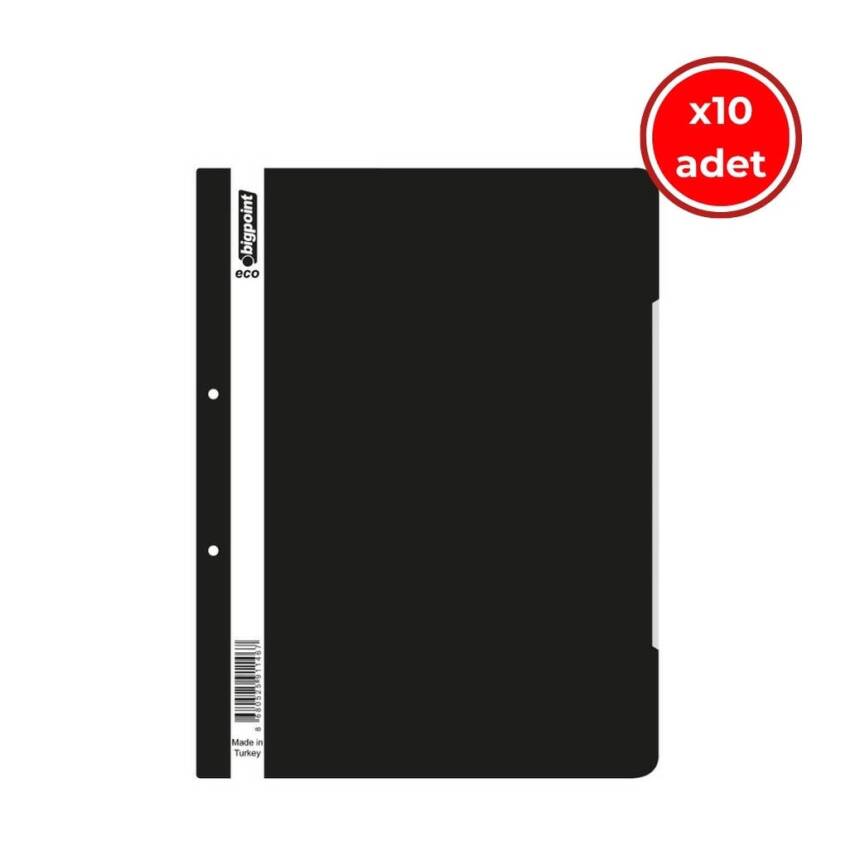 Bigpoint Telli Dosya, 10 Adet, 50'li Paket, 180 A4 Kapasiteli, Siyah - 1