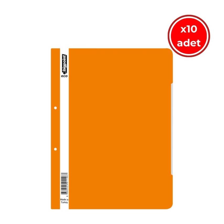 Bigpoint Telli Dosya, 10 Adet, 50'li Paket, 180 A4 Kapasiteli, Turuncu - 1