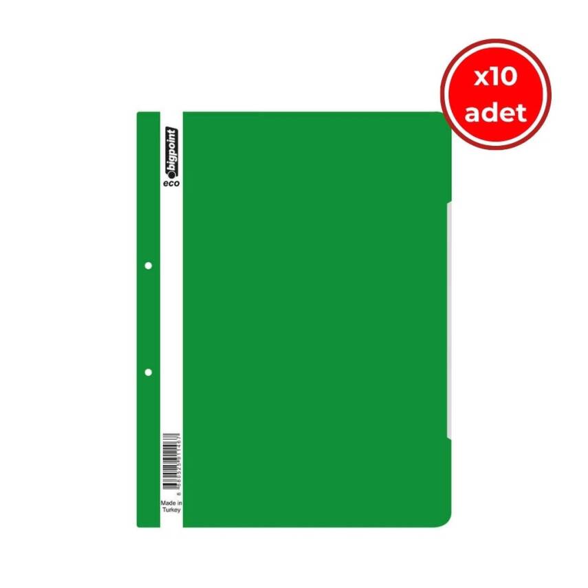 Bigpoint Telli Dosya, 10 Adet, 50'li Paket, 180 A4 Kapasiteli, Yeşil - 1