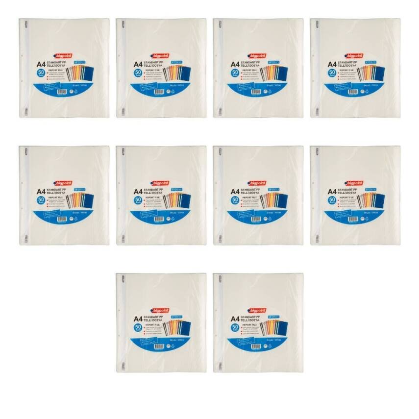 Bigpoint Telli Dosya, 10 Adet, 50'li Paket, Standart, A4, Beyaz - 2