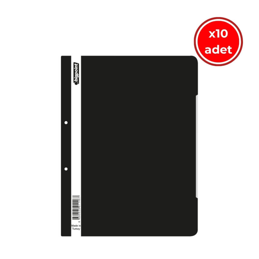 Bigpoint Telli Dosya, 10 Adet, 50'li Paket, Standart, A4, Siyah - 1