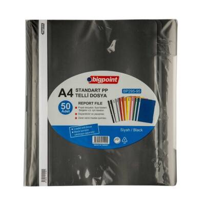 Bigpoint Telli Dosya, 10 Adet, 50'li Paket, Standart, A4, Siyah - 2