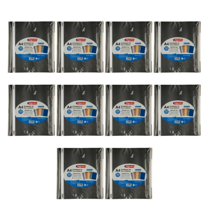 Bigpoint Telli Dosya, 10 Adet, 50'li Paket, Standart, A4, Siyah - 3