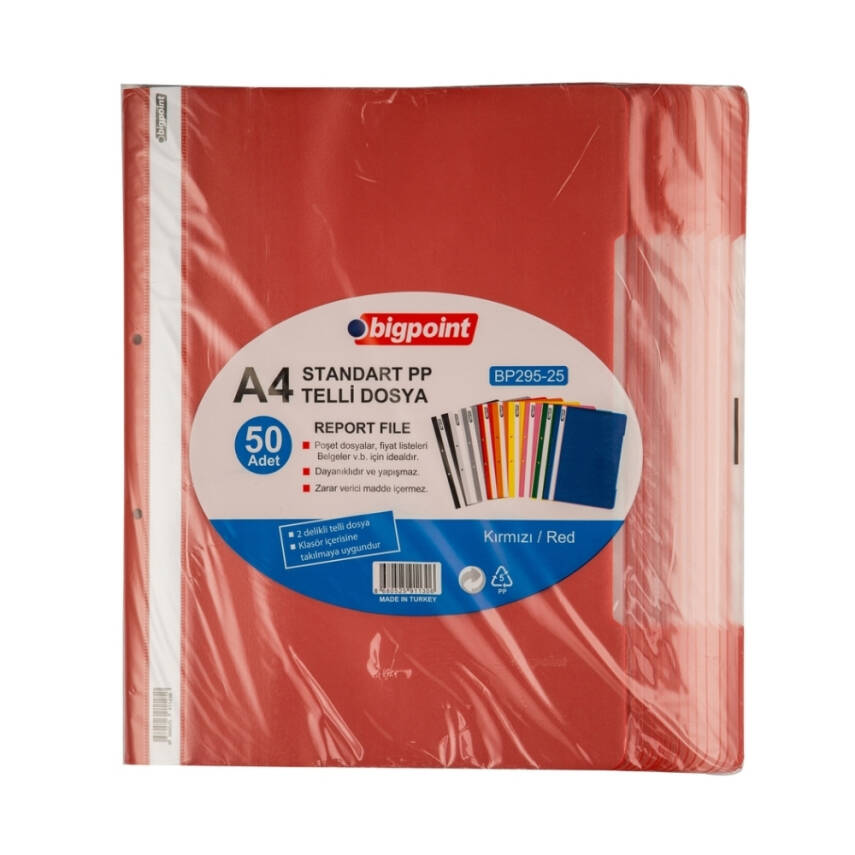 Bigpoint Telli Dosya Kırmızı, Standart, A4 Poşet Dosya İçin, Metal Tel - 2