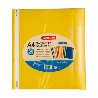 Bigpoint Telli Dosya Sarı, Standart, A4 Poşet Dosya İçin, Metal Tel - 2