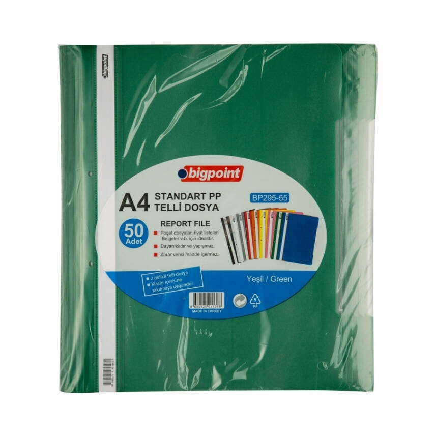 Bigpoint Telli Dosya Yeşil, Standart, A4 Poşet Dosya İçin, Metal Tel - 2