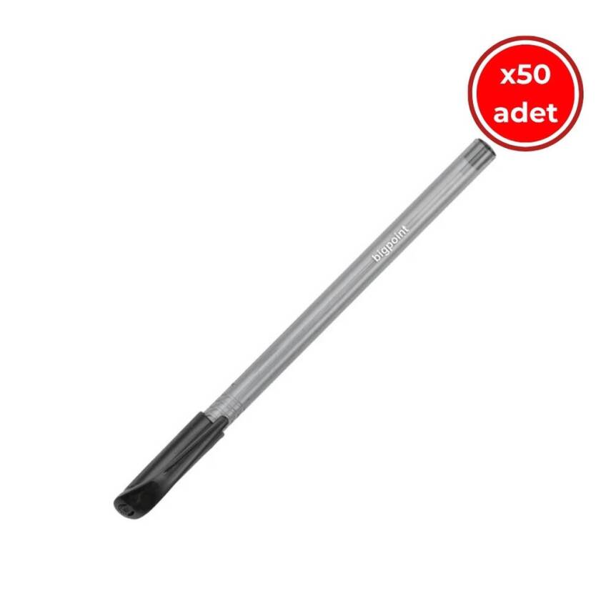 Bigpoint Tükenmez Kalem, 50 Adet, 3 km Yazma, 1.00 mm Uçlu, Siyah - 1