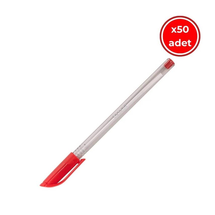 Bigpoint Tükenmez Kalem, 50 Adet, 4 km Yazma, 0.70 mm Uçlu, Kırmızı - 1