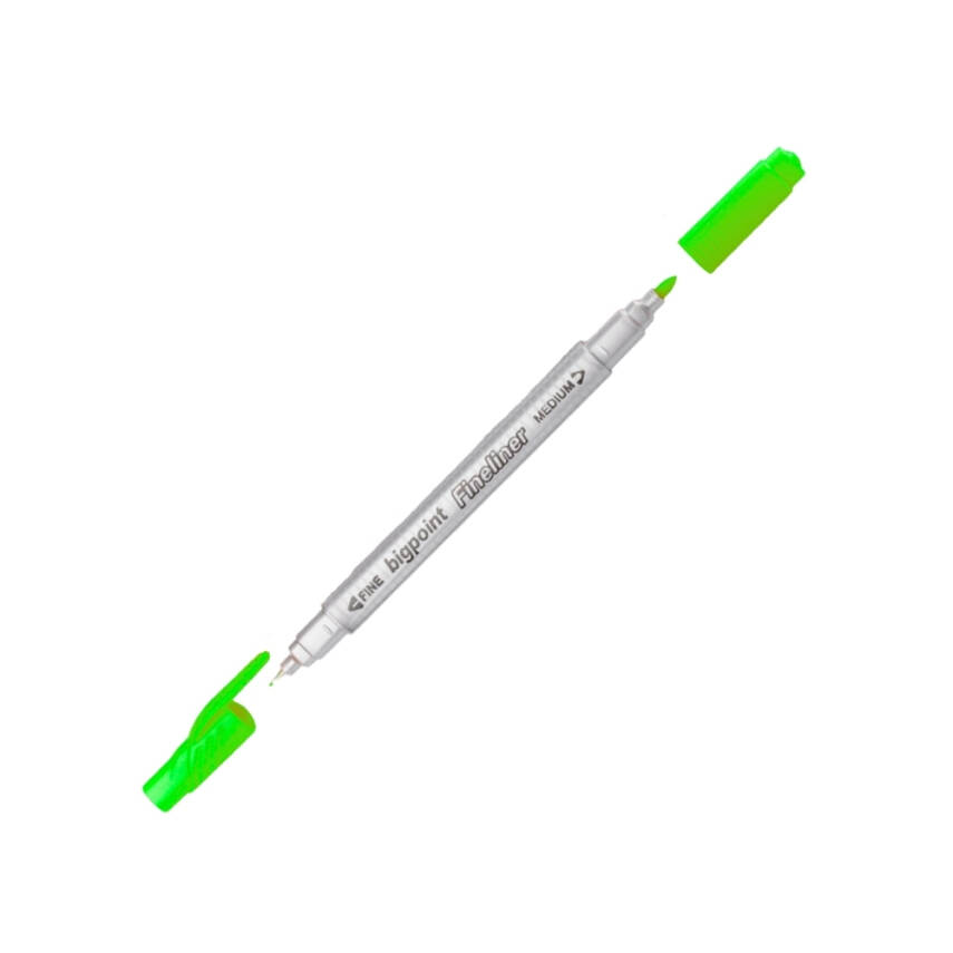 Bigpoint Twin Fineliner Kalem, 0.4 & 1.2 mm Çift Fiber Uç, Açık Yeşil - 1