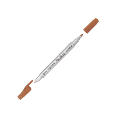 Bigpoint Twin Fineliner Kalem, 0.4 & 1.2 mm Çift Fiber Uç, Kahverengi - 1