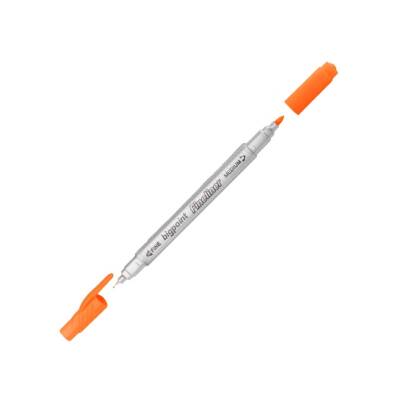 Bigpoint Twin Fineliner Kalem, 0.4 & 1.2 mm Çift Fiber Uç, Turuncu - Bigpoint