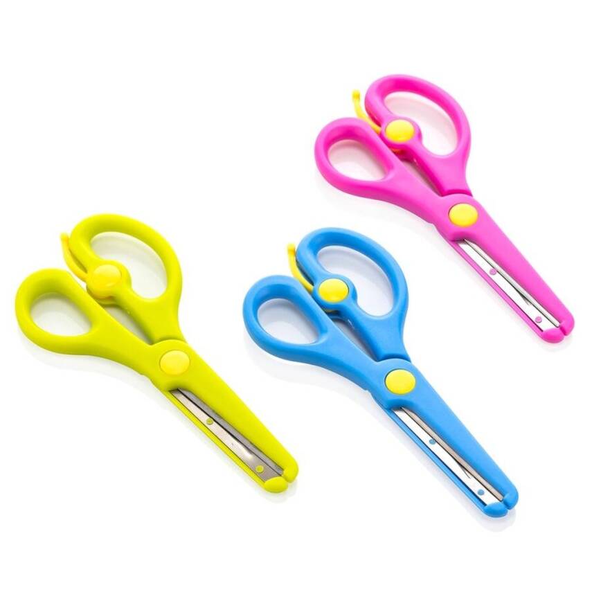 Bigpoint Yaylı Korumalı Okul Makası, Oval Uçlu, Çocuk Güvenli, 13.5 cm - 1