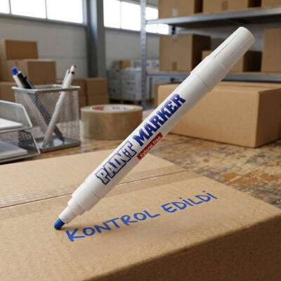 Bigpoint Yuvarlak Uçlu Paint Marker, Kalın, Endüstriyel Kalıcı, Mavi - 3