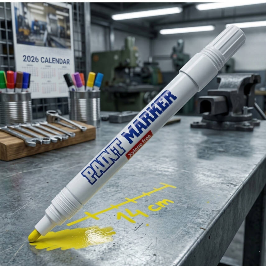 Bigpoint Yuvarlak Uçlu Paint Marker, Kalın Uç, Endüstriyel Kalıcı,Sarı - 2