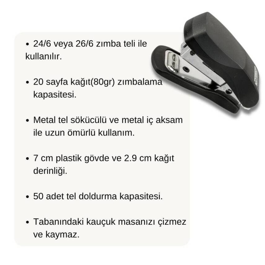 Bigpoint Zımba, 50’li, 24/6-26/6 Uyumlu, Cep Tipi, Pratik, Siyah - 3