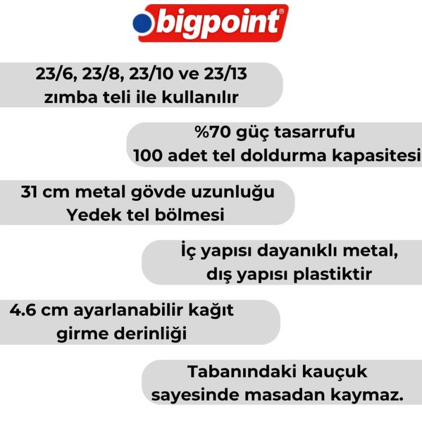 Bigpoint Zımba Makinesi Arşiv Tipi, 100 Yaprak Kapasiteli, Siyah - 3
