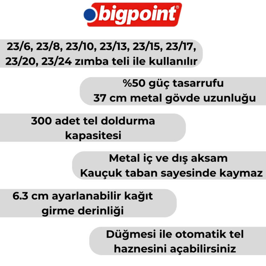 Bigpoint Zımba Makinesi Arşiv Tipi, 240 Yaprak Kapasiteli, Siyah - 4