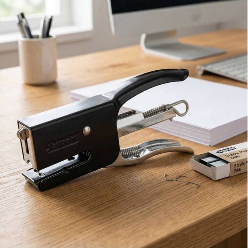 Bigpoint Zımba Makinesi, No:10, Metal Aksam, 12 Sayfa Kapasite, Siyah - 2