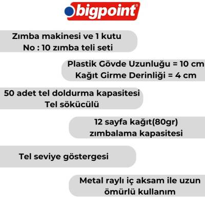 Bigpoint Zımba Makinesi Seti No:10, Kırmızı, 1000 Adet No:10 Tel Dahil - 2