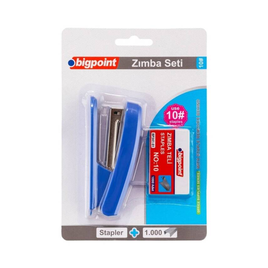 Bigpoint Zımba Makinesi Seti No:10, Mavi, 1000 Adet No:10 Teli Dahil - 1